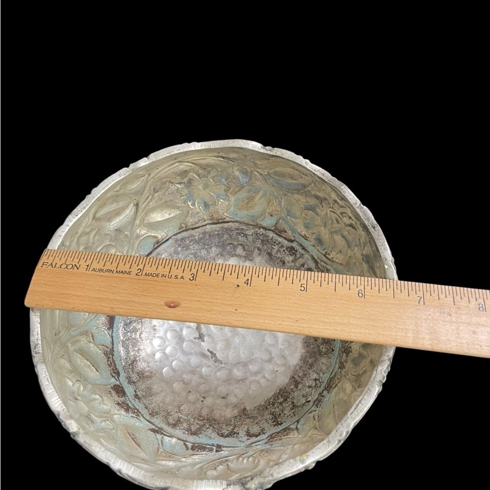 Vtg Forever Lovely and Beautiful Lacquered Silver Plate Floral Etched Bowl India - Picture 13 of 14